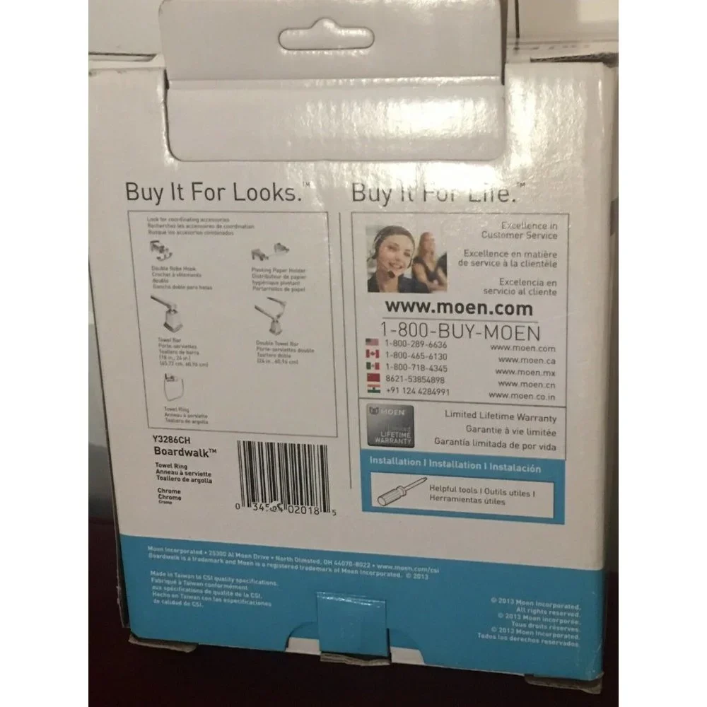 New Moen Boardwalk Chrome Towel‎ Ring Model Y3286CH, BRAND NEW